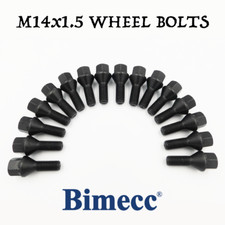 M14x1.5, R13 27mm Wheel Bolts (Bimecc) Black x 16 For VW Fox, Eos, CC