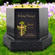 Personalised Printed Cross Design Memorial Rose Bowl Grave Marker (UV PRINTED)
