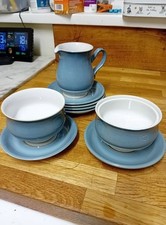 2 x Denby Blue Castile Fruit/Dessert Bowls + saucers  + 1/2 pt milk jug