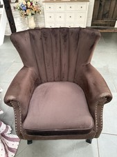 Occasional Wing Chair High Back Velvet Fabric Tub Chair Fireside Armchair.