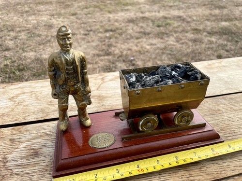 Vintage brass welsh miner - vintage,