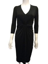 LBD Vintage CLAUDIA STRATER  Pleated Bodycon Dress S Black Fine Jersey EVC 