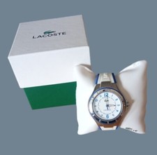 LACOSTE WATCH BNIB Blue & White Strap White Face Blue Numbers  All Stainless 3AT