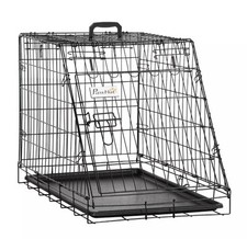 Pawhut Trapeze Collapsible Dog Pet Travel Box Cage Removable Tray 77 x 47 x 55cm