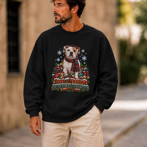 Christmas american bulldog dog - christmas,