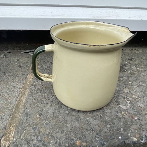 Vintage enamel jug pitcher - vintage,