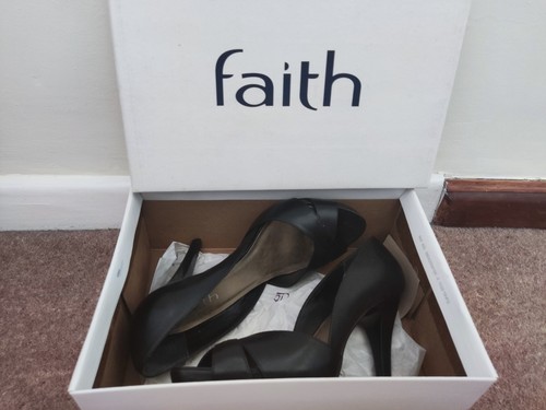 Faith black leather peep toe - faith,
