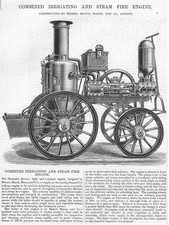 SHAND MASON & CO Irrigating & Steam Fire Engine Antique Print 1887