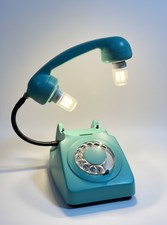 Authentic 1960s Rotary Dial Telephone Lamp—Vibrant Retro Color—LED Light