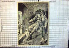 Original Old Antique Print