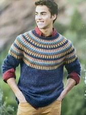 Knitting Pattern 1217  Mens Fair isle Jumper DK Yarn In Rowan Felted Tweed .
