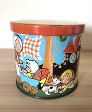 Vintage Blue Bird Toffee Tin Nursery Rhyme Old Woman In Shoe Design 