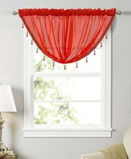 Plain beaded voile swags - beaded,