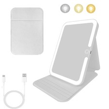 Folding Makeup Mirror PU Leather Travel Mirror 3 Color Light Rechargeable UK