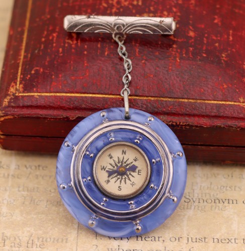 Nautical compass brooch - nautical,