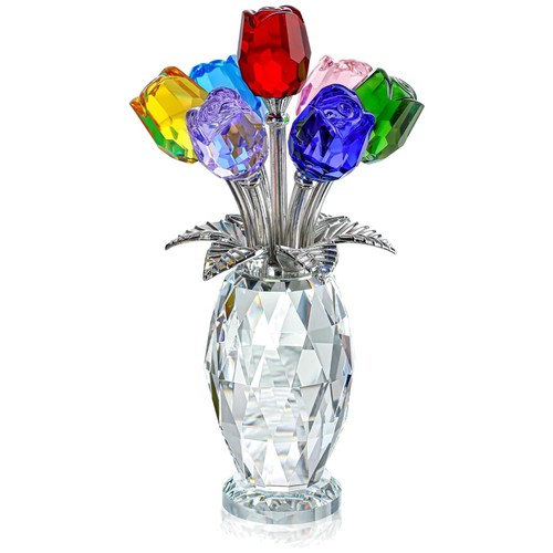 Colorful crystal rose figurine - crystal,