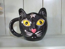 ANTHROPOLOGIE FRANCESCA KAYE BLACK CAT HALLOWEEN MAGIC MUG