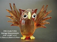 GLASS OWL Brown Glass BIRD Art