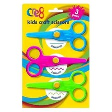 Kids Scissors - 3 Pack Assorted Colours Zig Zag Wavy Smooth Childrens Crafts