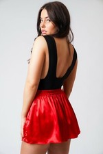 Red Sissy Satin Skirt Elastic