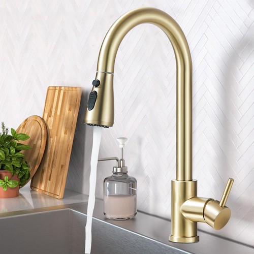 Brushed gold kitchen faucet - gold,