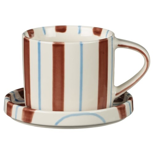 New stripe mug saucer give - new,
