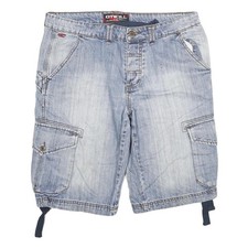 O'NEILL Mens Shorts Blue Cargo Regular 2XL W36 Light Wash Cotton Blend
