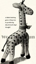 Knitting Pattern Vintage 1940s/1950s Soft Toy Giraffe. Zoo Animal. Use Oddments