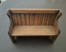 Dolls House Church Wooden Pew With Bible Rail Brown Wood 1:12 Scale