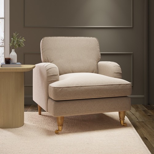 Beige woven armchair - beige,