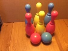 Six Plastic Skittles And 2 Bowling Balls. Age 3plus. Preloved