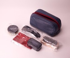 Designer - Coach - Shoe Polish / Care Travel Kit in Blue Leather? Case w Red Zip
