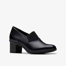 LADIES CLARKS BLACK LEATHER TROUSER SHOES SHAYA TESS