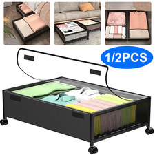 1/2x Organizer Under Bed Storage Container with Wheels Clothes Drawer Rolling UK