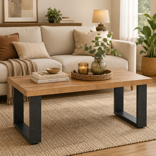 Coffee table 120cm rustic oak - coffee,