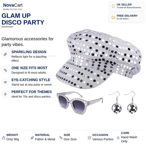 Sequin disco hat abba theme - hat,