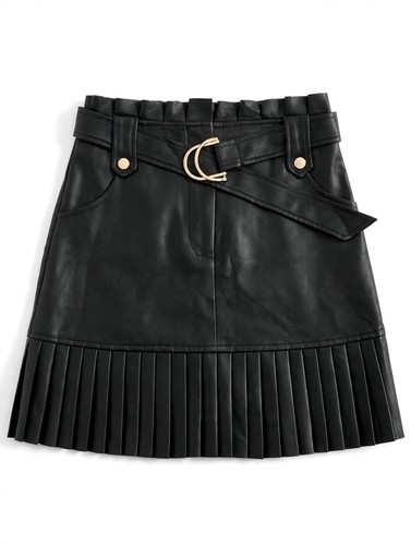 Zara black leather pleated - zara,