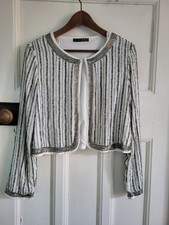 Ivory Silver Gunmetal Jacket Sequin Beaded Size 12 BNWOT 