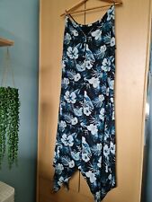Peacocks Ladies Size 18 Blue Floral Print Hanky Hem Maxi Summer Formal Dress