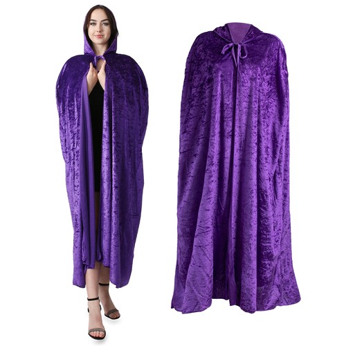 Purple hooded velvet cape - hooded,