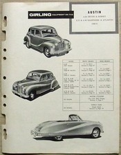 AUSTIN A40 A70 A90 GIRLING Equipment 1948-51 Brakes Maintenance Data Guide