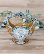 Antique Majolica Basket Vase