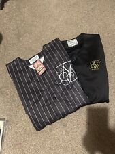 Siksilk Men’s New Baseball Style Tshirts Pinstripe Navy Black Gold Jersey Street
