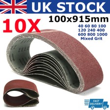 10PCS 100x915mm 914mm Sanding Belts 40-1000 Mixed Grit 4''x36'' Belt Sanders UK