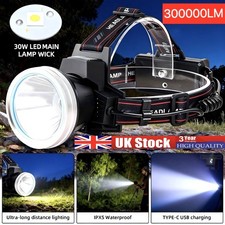 300000LM Digital LED Head Torch Headlight Camping Super Bright Fishing Headlamp*