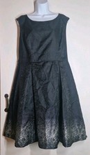 Pepperberry Fit And Flare Black Abstract Design Occassion Dress 18 Really Curvy