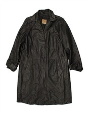 CONBIPEL Womens Leather Coat UK 12 Medium Black Leather AJ01