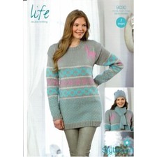 Stylecraft 9030 knitting pattern Christmas jumper and accessories