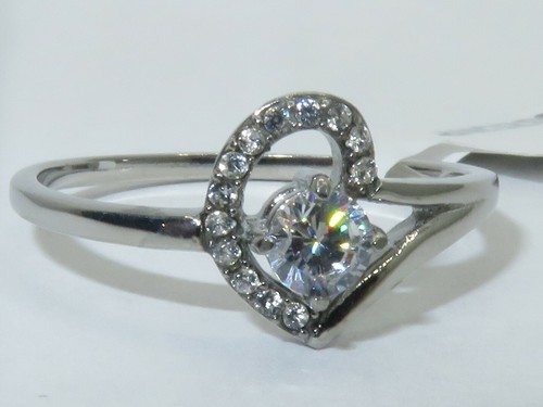 Ladies ring solitaire - ladies, cz