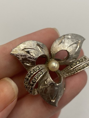 Vintage marcasite faux pearl - vintage,